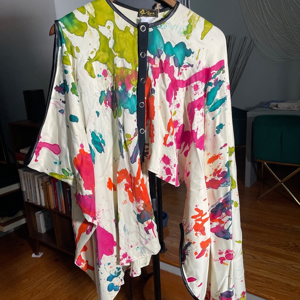 Unique one of a kind silk “splattered-paint” pattern shirt